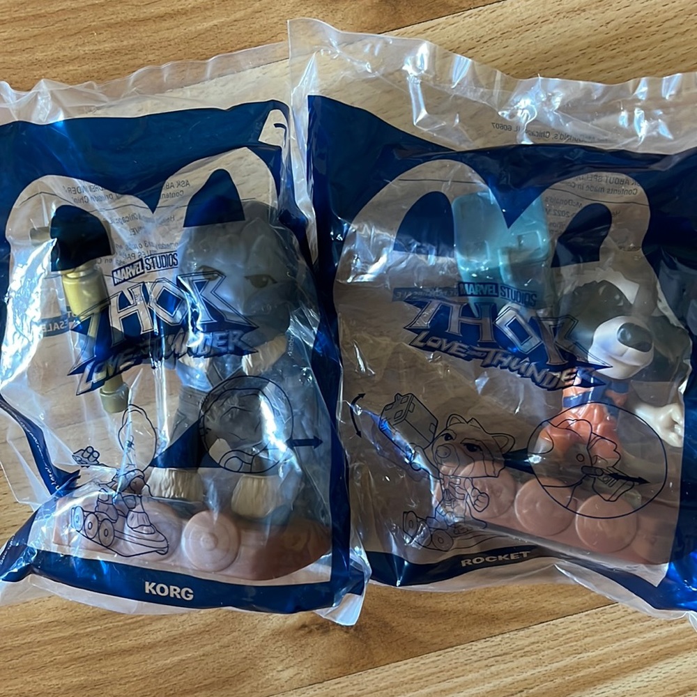 Marvel Thor “Korg” & “Rocket” McDonald’s Happy Meal Toys - BOTH! New, never open